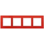 Рамка на 4 поста, стекло, Эра Elegance, красный+бел, 14-5104-23