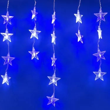 Занавес светодиодный фигурный Звёздочки-1 5,5х 0,5м 56 подвесов 196 светодиодов Белый и синий свет Провод прозрачный ULD-E5505-196/DTK WHITE-BLUE IP20 STARS-1