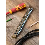 Шина 0 8х12 мм 125 Ампер (20 отверстий/крепеж по краям) латунь PROxima