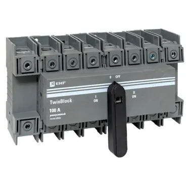 Рубильник 100A 4P реверсивный c рукояткой для прямой установки TwinBlock