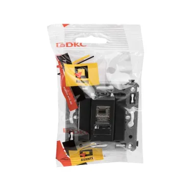 Компьютерная розетка RJ-45 в стену, кат.5e одинарнаяэкранированная,''Avanti'', ''Черный матовый''