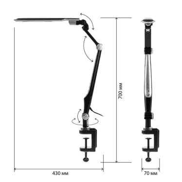 Светильник настольный светодиодный NLED-496-12W-BK на струбцине черный