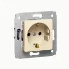 CARIVA Розетка с заземлением со шторками в рамку бежевая