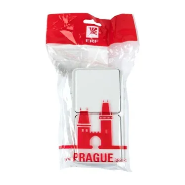 Блок розетка-выключатель 1-кл. 16А с/з с крышкой IP44 белая Прага