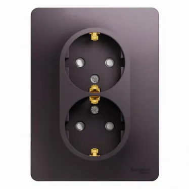 GLOSSA розетка двойная с заземлением со шторками в сборе сиреневый туман