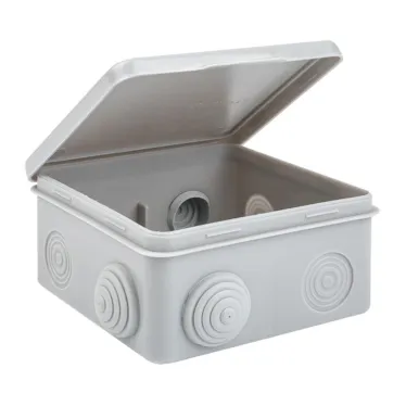 Коробка распределительная КМР-030-014 с крышкой (100х100х50) для прямого монтажа, 10 мембр. вводов серая IP55 розн. стикер EKF