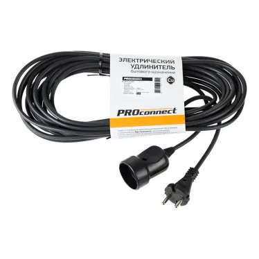 Удлинитель-шнур PROconnect ПВС 2х0.75, 10 м, б/з, 6 А, 1300 Вт, IP20, черный
