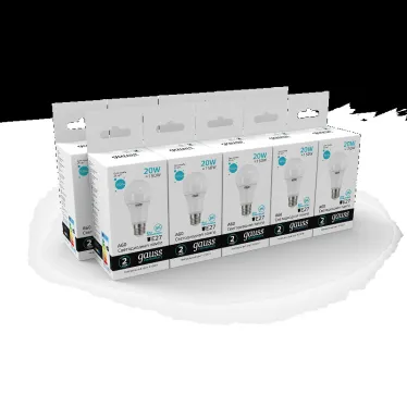 Лампа светодиодная LED 20 Вт 1600 лм 4100К А60 груша нейтральный E27 AC 220В Elementary Gauss