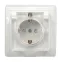 Розетка Кварта с заземлением сошторками с крышкой керамика белый 16А