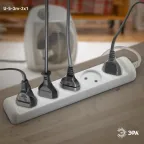 Удлинитель без зазeмл., 2х1мм2, 10А, ПВС, 5гн, 3м (10/840) U-5-3m-2x1