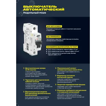 ARMAT Выключатель автоматический двухполюсный C 40А M06N