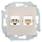 15 Розетка телефонная скрытая RJ11+ компьютерная RJ45 категория 5е Systimax шампань