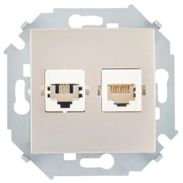 15 Розетка телефонная скрытая RJ11+ компьютерная RJ45 категория 5е Systimax шампань