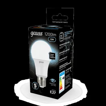 Лампа светодиодная LED 12 Вт 1200 лм 4100К А60 груша нейтральный E27 AC 220В Black Gauss