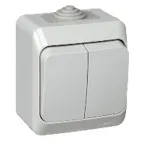 ЭТЮД Выключатель двухклавишный наружный IP44 серый