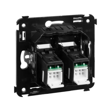 Avanti Розетка RJ-45 в стену, кат.6 двойная, ''Черный квадрат''