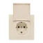 Валенсия розетка 1-местная с/з 16А кремова с крышкой и защ. штор.