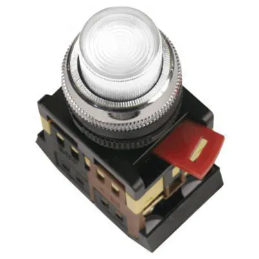 Кнопка белая ABLFP-22 1з+1р с подсветкой неон 240В