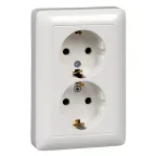 ХИТ Розетка двойная скрытая белая с заземлением без шторок 16А 250В