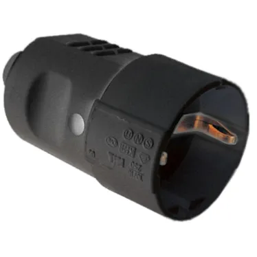 Розетка кабельная с центральным вводом кабеля черная IP20 16А 2P+E 230В