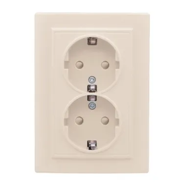 Розетка двухместная СП с заземлением 16А бежевый с защитными шторками Минск