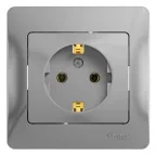 GLOSSA Розетка с заземлением в сборе алюминий