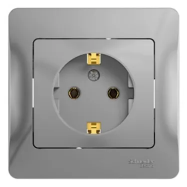 GLOSSA Розетка с заземлением в сборе алюминий