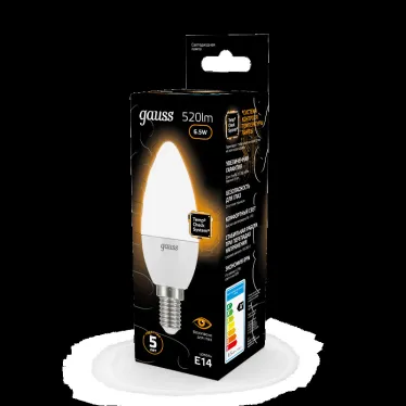 Лампа светодиодная LED 6.5 Вт 520 лм 3000К свеча теплый E14 AC 220В Black Gauss