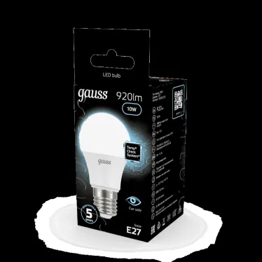 Лампа светодиодная LED 10 Вт 920 лм 4100К А60 груша нейтральный E27 AC 220В Black Gauss