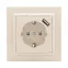 Розетка Минск 1-местная СП c заземлением 16А бежевая с защитными шторками с USB 1А