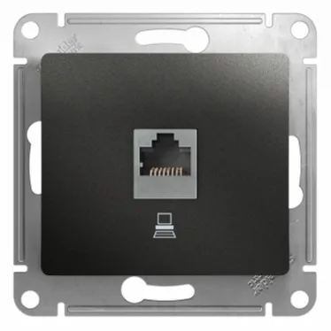 GLOSSA Розетка компьютерная RJ45 категория 5E антрацит в рамку