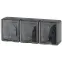 Розетка 3х2P+E IP54, шторки, 16A-250В, ОУ, Эра Эксперт, серый, 11-2406-03