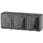 Розетка 3х2P+E IP54, шторки, 16A-250В, ОУ, Эра Эксперт, серый, 11-2406-03