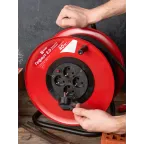 Удлинитель на катушке Гефест 2.0 4 гнезда 40м с заземлением и предохранителем КГ 3x2.5 16А/3.5кВт PROxima