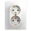GLOSSA Розетка двойная с заземлением в сборе белая