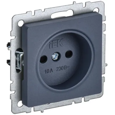BRITE Розетка 1 пост без заземления с защитными шторками 10А РСш10-2-БрМ маренго IEK