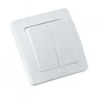 Выключатель двухклавишный скрытый белый 16А