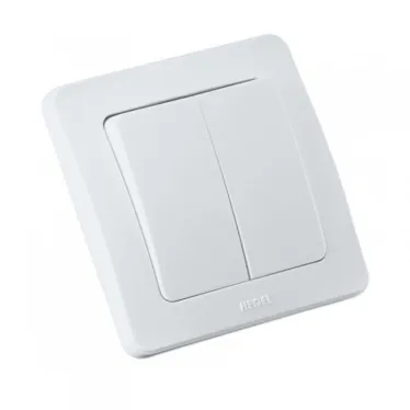 Выключатель двухклавишный скрытый белый 16А