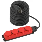 Удлинитель силовой UK-4e-3x1,5-50m-IP44(KG) с заземлением 4 розетки каучук 50м КГ 3х1,5мм2 IP44