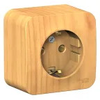 BLANCA Розетка наружная с заземлением без шторок с изолирующей пластиной, 16А, 250В, ясень