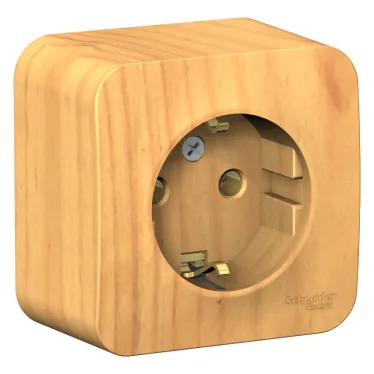 BLANCA Розетка наружная с заземлением без шторок с изолирующей пластиной, 16А, 250В, ясень