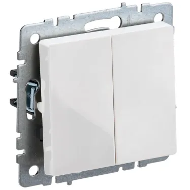 BRITE Выключатель 2-клавишный проходной 10А ВС10-2-6-БрБ белый