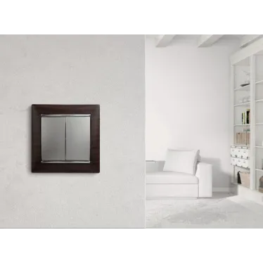 VALENA Выключатель двухклавишный в рамку алюминий