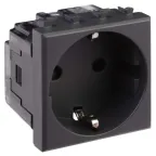 Avanti Розетка модульная, 2P+E, с з/ш, , Черный матовый, 2 модуля