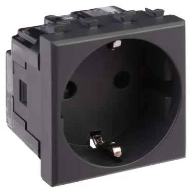 Avanti Розетка модульная, 2P+E, с з/ш, , Черный матовый, 2 модуля