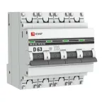 Выключатель автоматический четырехполюсный 63А D ВА47-63 4.5кА PROxima