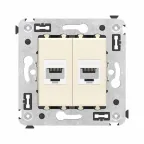 Avanti Компьютерная розетка RJ-45 без шторки в стену, кат.6А двойная, Ванильная дымка