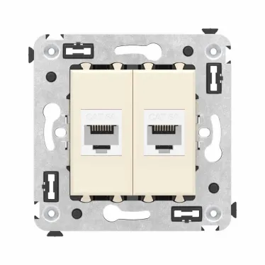 Avanti Компьютерная розетка RJ-45 без шторки в стену, кат.6А двойная, Ванильная дымка