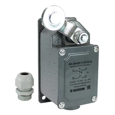 Выключатель концевой ВК-300-БР-11-67У2-24, рычаг с роликом, с сальником, ход влево, без cамовозврата, ступень 2- 51мм, IP67