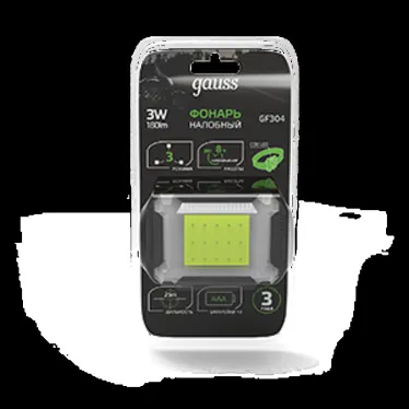 Фонарь светодиодный налобный 3 Вт 180 лм Черный IP33 на батарейках 3xААА GFL Gauss